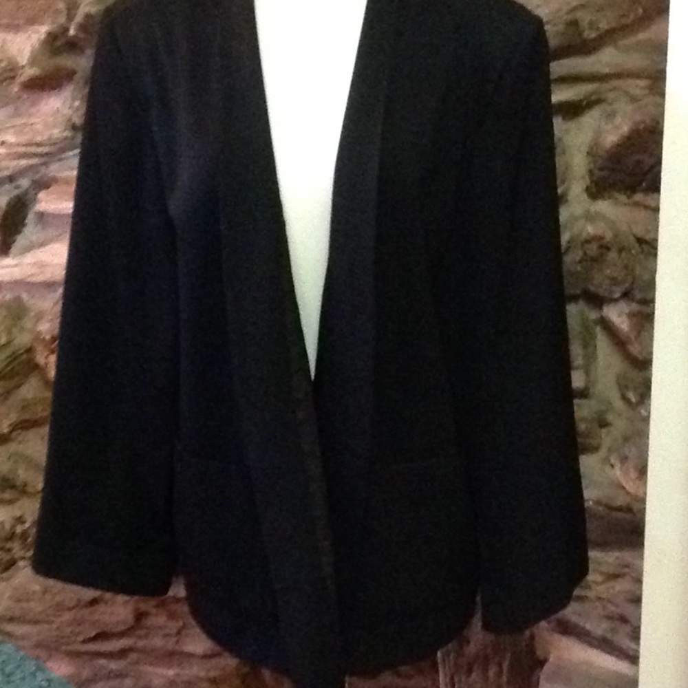 Shawl collar open front blazer